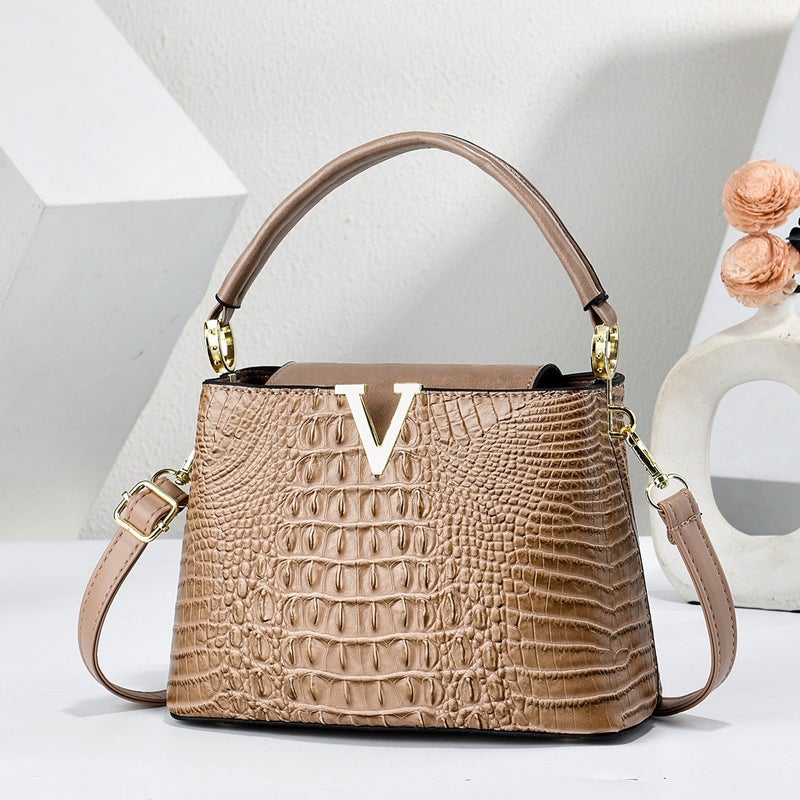 Versatile Crocodile Pattern Handbag, Fashionable Casual Shoulder Bag, Stylish and Textured Vintage Crossbody Bag, Bags - Image 5
