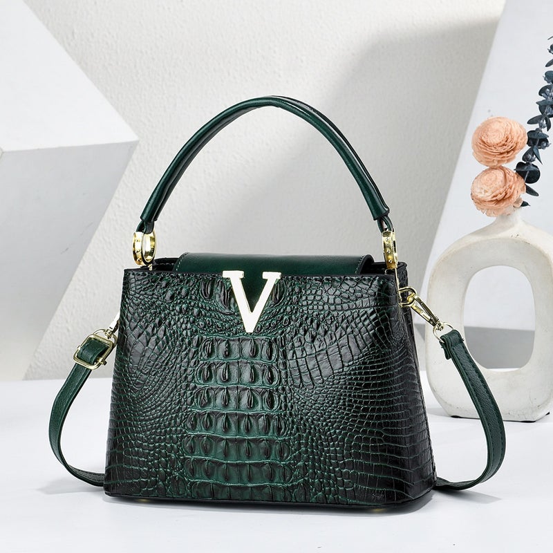 Versatile Crocodile Pattern Handbag, Fashionable Casual Shoulder Bag, Stylish and Textured Vintage Crossbody Bag, Bags - Image 1