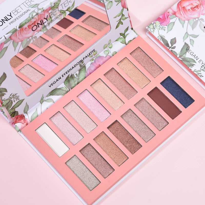 ONLYBETTER Vegan Nude Eyeshadow Palette - 16 Shades Organic, High Pigment, Long Lasting Shimmer - Image 5