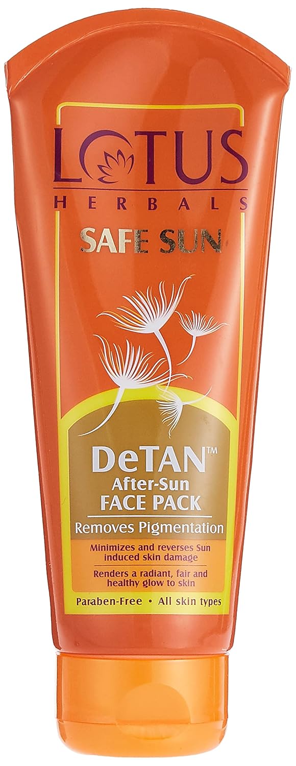 LOTUS HERBALS Lotus Safe Sun DeTan AfterSun Face Pack Horse chestnut extracts reduces Sun Tan Brightens Skin All skin types 100g  - Image 1