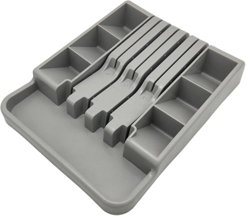 Generic Kitchen Drawer Organizer Strong Plastic Spoon and Fork Organizer - CADDY, Gray Quatrefoil, 23.5 x 29.5 x 5 cm