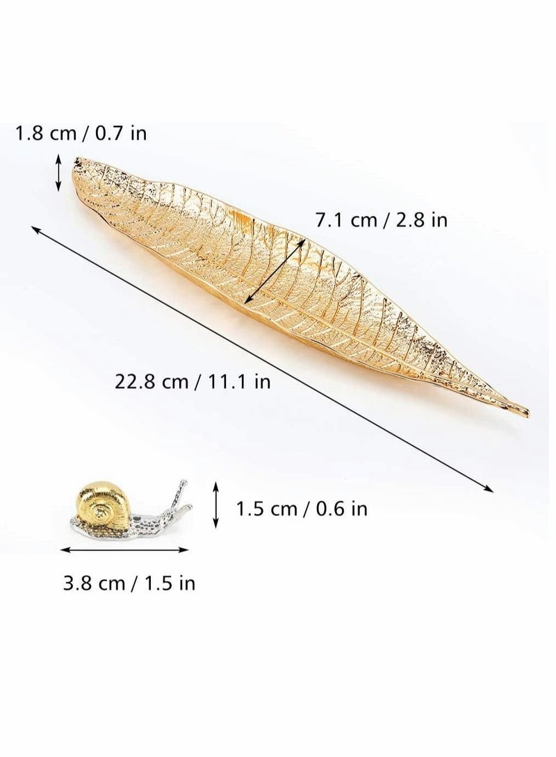كابتن تيك Incense Holder Set - Leaf and Snail Incense Burner,Incense Holders for Sticks Ash Catcher,Durable Zinc Alloy Materia,Modern Natural Design,Incense Ash Catcher Tray,Best for Meditation,Yoga,Home,Offic - Image 3