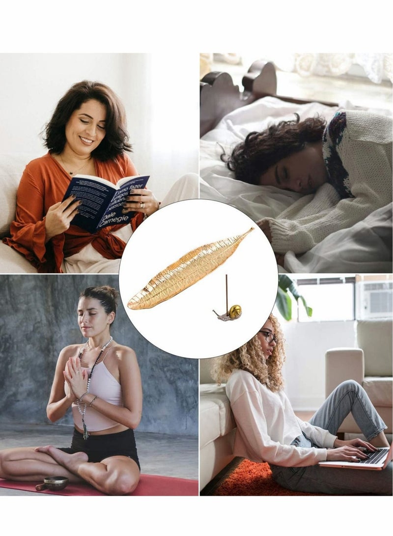 كابتن تيك Incense Holder Set - Leaf and Snail Incense Burner,Incense Holders for Sticks Ash Catcher,Durable Zinc Alloy Materia,Modern Natural Design,Incense Ash Catcher Tray,Best for Meditation,Yoga,Home,Offic - Image 4