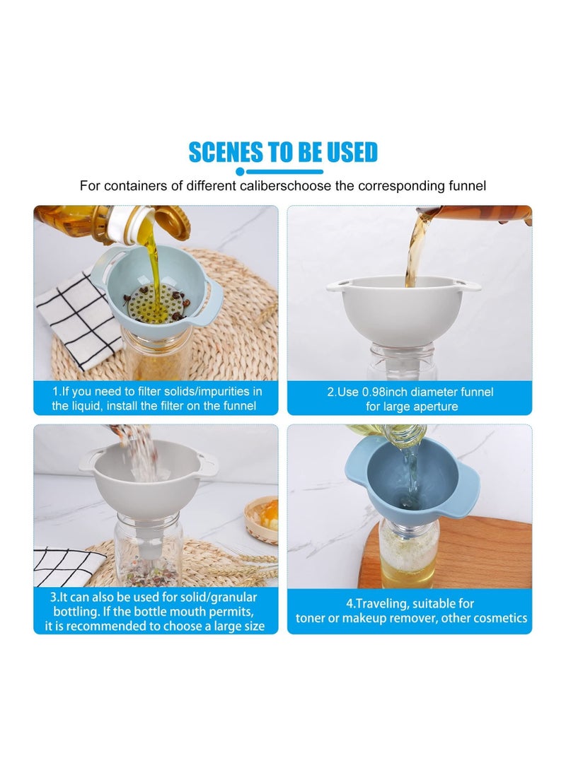 Y&D - Kitchen Funnel Set, Funnels Set of 3, Oil Funnel, Tough and not Easily Deformed, with Detachable Strainer Filter for Transferring Liquid, Fluid, Dry Ingredients Powder (4 Pack) - Image 1