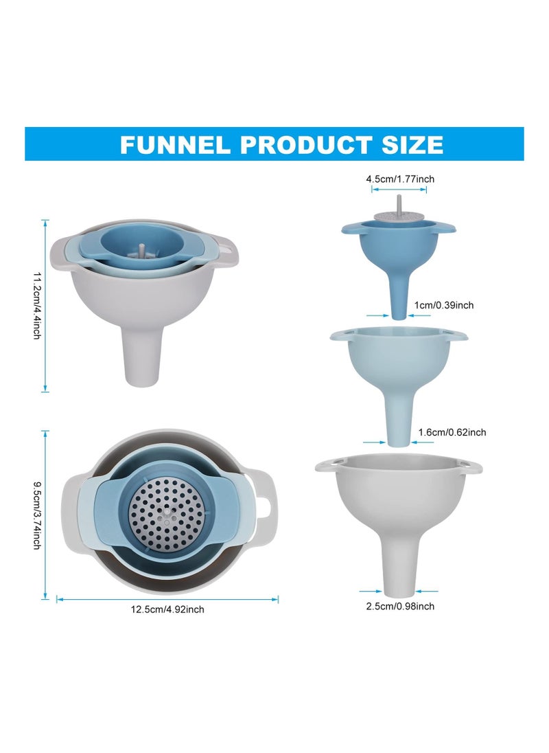Y&D - Kitchen Funnel Set, Funnels Set of 3, Oil Funnel, Tough and not Easily Deformed, with Detachable Strainer Filter for Transferring Liquid, Fluid, Dry Ingredients Powder (4 Pack) - Image 1