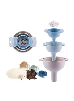 Kitchen Funnel Set, Funnels Set of 3, Oil Funnel, Tough and not Easily Deformed, with Detachable Strainer Filter for Transferring Liquid, Fluid, Dry Ingredients Powder (4 Pack)