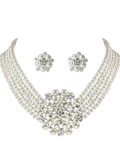 Al Aoyama Hepburn Style Faux Pearl Necklace Set Strand Ear clip or Stud Pin on Earrings  - Image 1