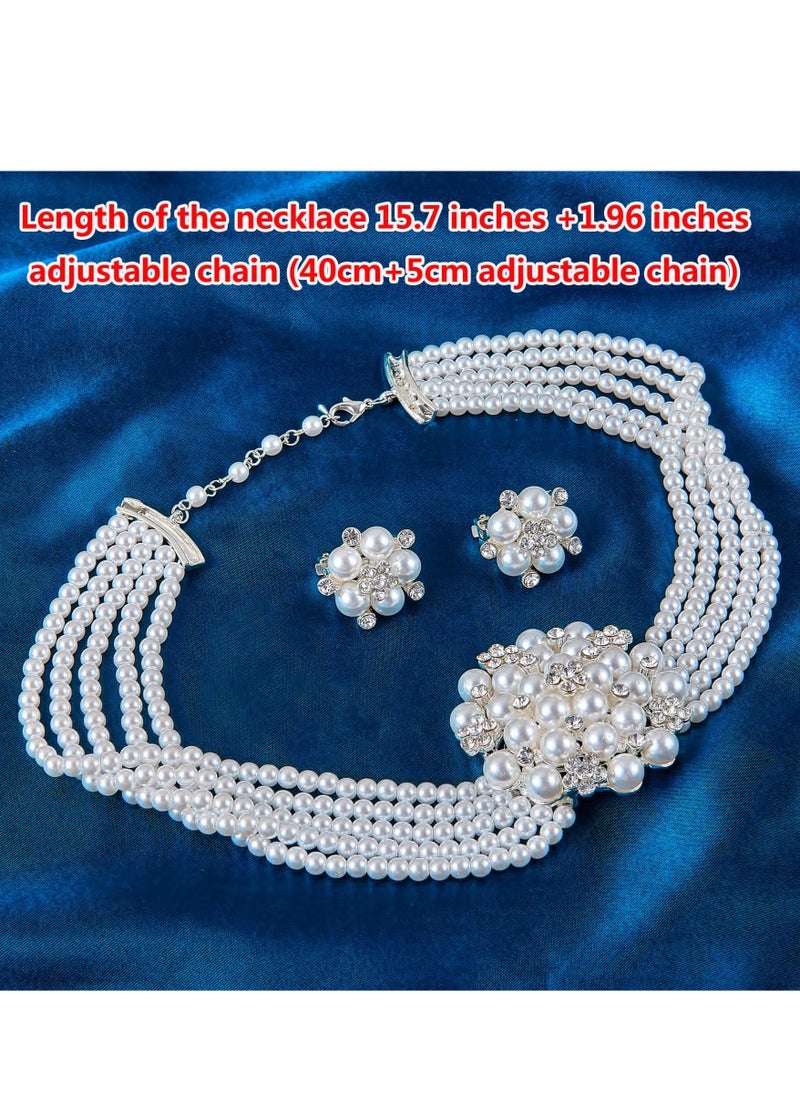 Al Aoyama Hepburn Style Faux Pearl Necklace Set Strand Ear clip or Stud Pin on Earrings  - Image 5