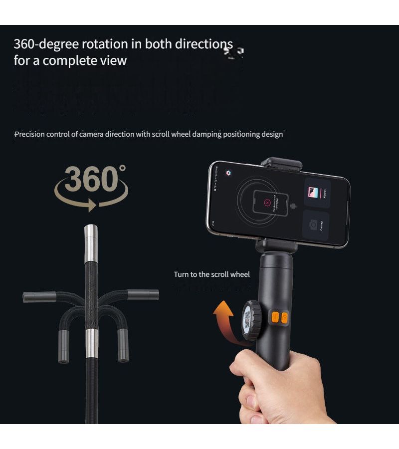 Universal Mobile Phone Model Endoscope With 360 Degree Rotation 1440p Hd Inspection Camera Steering Camera Hard Wire 39.37 Inch Compatible With Apple Android Devices Car Diagnostic Tool - Image 3