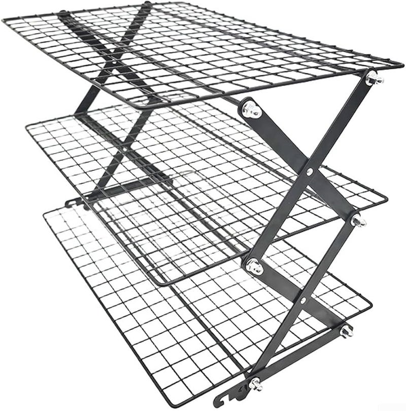 رف تبريد قابل للطي من طبقتين قابلة للطي للكعك والكعك والخبز - Image 3