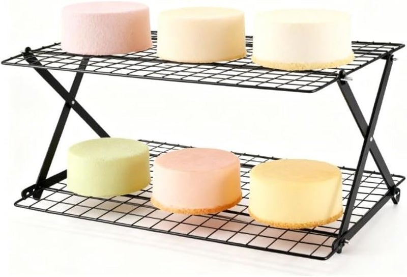 رف تبريد قابل للطي من طبقتين قابلة للطي للكعك والكعك والخبز - Image 5