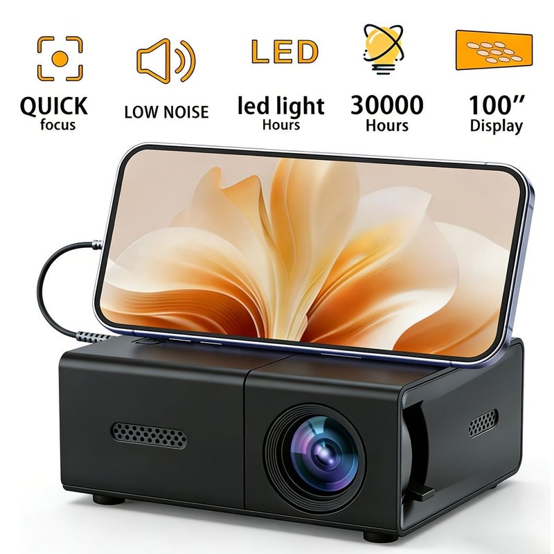 Mini Projector With Tilt Correction 180 Degree Rotation Built In Speaker Compatible USB HD Smartphones Laptops TVs Mobile Phone Projector - Image 3