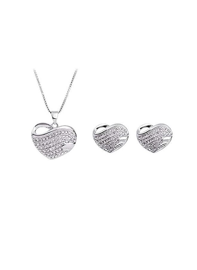 YELLOW CHIMES - Waves Heart Austrian Cyrstal Pendant Sets For Women And Girls - Image 1