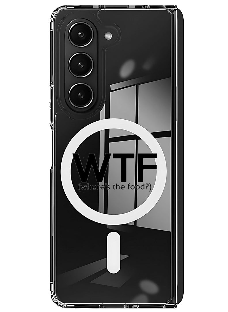 Theodor Magnetic Case for Samsung Galaxy Z Fold 5 Compatible with MagSafe Wireless Charging, Shockproof Phone Bumper Cover WTF where is the food - Image 1