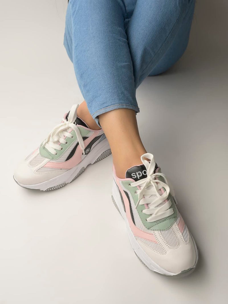 Shoetopia Smart Casual Comfortable White Sneakers for Women & Girls-EU41 - Image 2