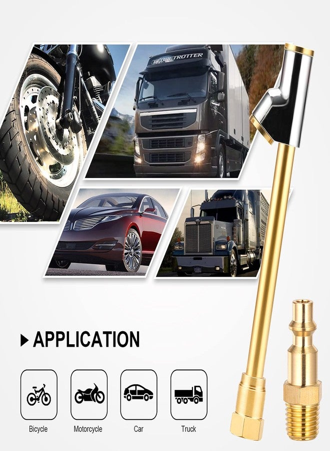 LUMITECO طقم رأس نفخ هواء شديد التحمل بوصلة ثنائية الاتجاه، رأس نفخ إطارات مزدوج الرأس مستقيم بقطر 1/4 بوصة FNPT مع ساق ممتدة وقابس سريع قياسي، طقم تعبئة هواء الإطارات لمقياس ضغط الهواء وضاغط الهواء - Image 5