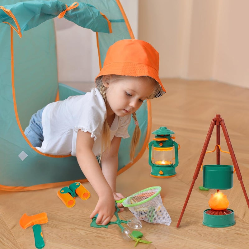 Meland Kids Camping Set with Tent - Toddler Toys for Boys with Campfire, Camping Toys for Kids Indoor Outdoor Pretend Play, Gift Idea for Boys Age 3,4,5,6 Year Old Birthday Christmas (Green) - Image 5