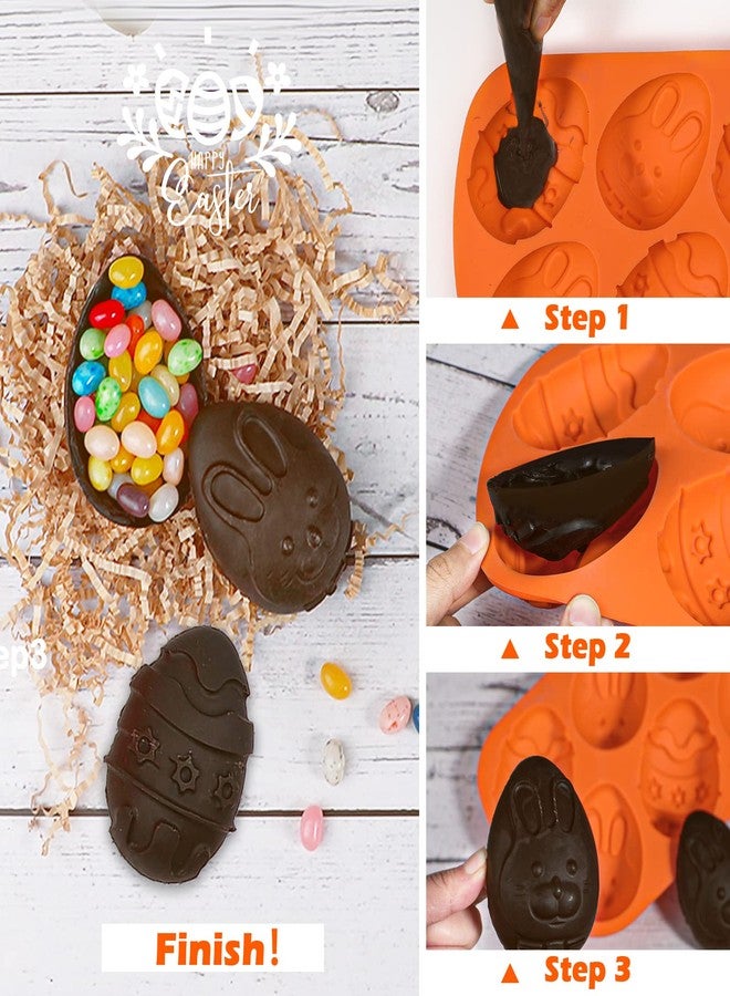 Webake Easter Egg Molds 2 Pack Jumbo Easter Chocolate Molds Silicone Bunny Egg Muffin Cupcake Pan Non-stick Half Egg Shaped Moulds for Easter Breakable Chocolate, Easter Baking - Image 5