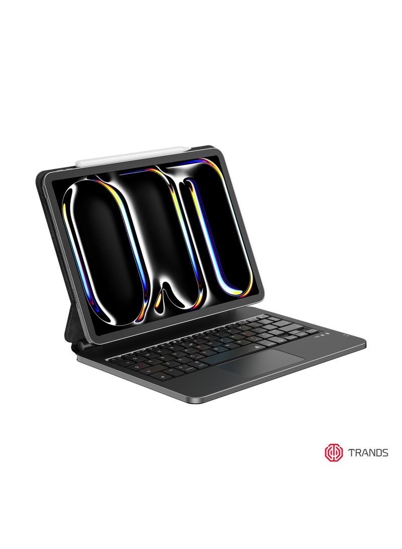 Trands Magnetic Keyboard Case for iPad with Multi-Touch Trackpad, RGB Backlit Keys, Bluetooth 5.2 an 500mAh Rechargeable Battery - Black - Image 1