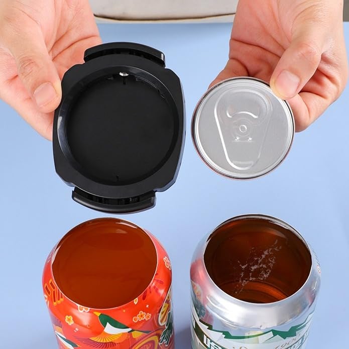 Fogsea Smooth Edge Can Top Cutter Remover with 2 Silicone Guards Bottle Opener – Safe Draft Top Opener for Beer Soda Cans, DIY Plant Pot Storage Container - Image 1