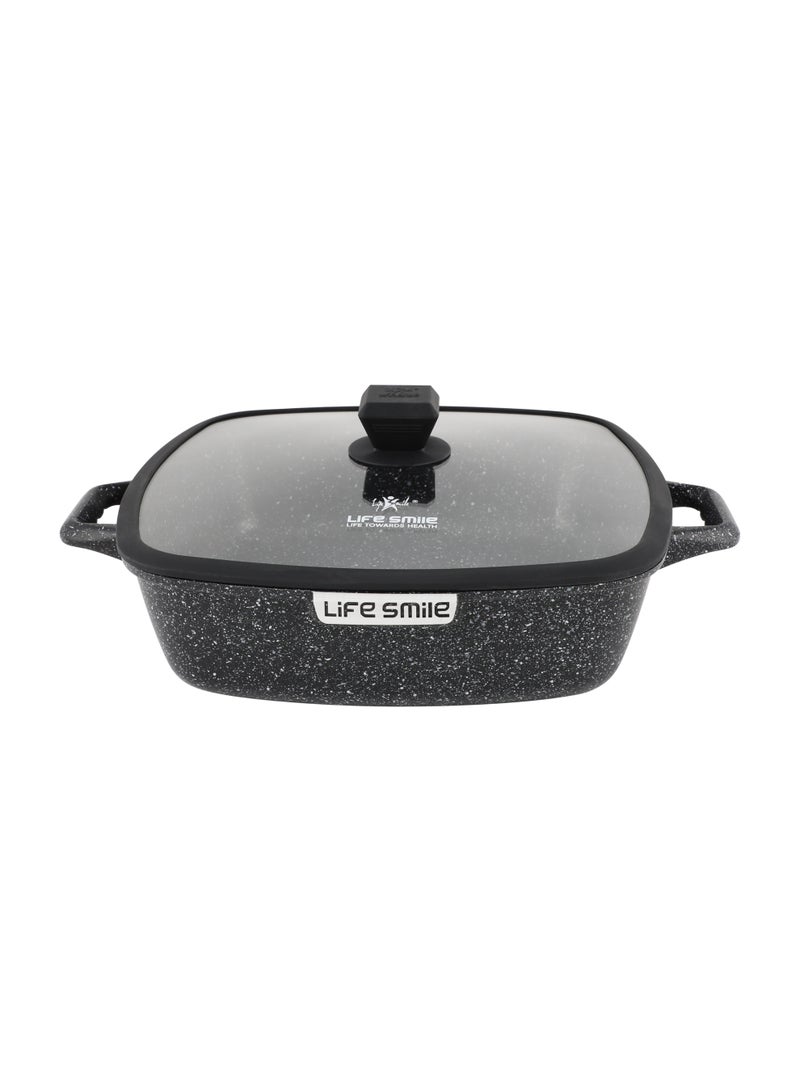 Life Smile ife Smile Granite Nonstick 32cm Shallow Pot with Lid (6.8L) – Multi-Layer Granite Coating, Induction Compatible Aluminium Casserole - Image 1