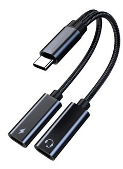 محول شاحن USB C مع فاصل USB C مزدوج لسماعات الرأس وشحن PD 60W السريع لأجهزة Pixel 3 4 5 6 7 XL Samsung Galaxy S23 S22 S21 S21 + Note 20/Note 10/10 + والمزيد.