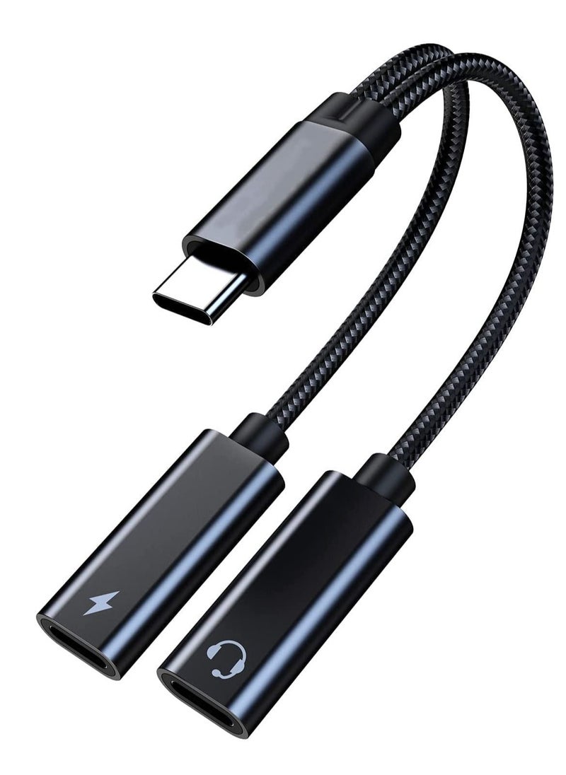 ماركة غير محددة - محول شاحن USB C مع فاصل USB C مزدوج لسماعات الرأس وشحن PD 60W السريع لأجهزة Pixel 3 4 5 6 7 XL Samsung Galaxy S23 S22 S21 S21 + Note 20/Note 10/10 + والمزيد. - Image 1