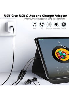 ماركة غير محددة محول شاحن USB C مع فاصل USB C مزدوج لسماعات الرأس وشحن PD 60W السريع لأجهزة Pixel 3 4 5 6 7 XL Samsung Galaxy S23 S22 S21 S21 + Note 20/Note 10/10 + والمزيد.  - Image 5