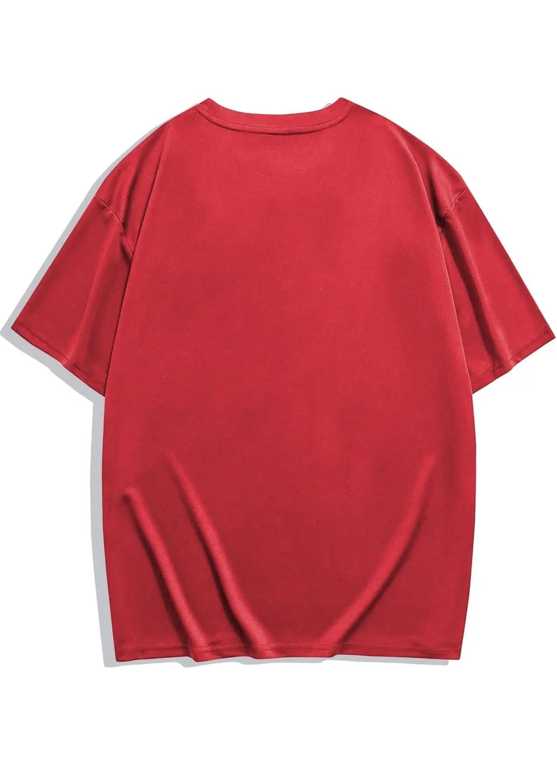 BRZ Collection Unisex Oversize Basic T-Shirt Red