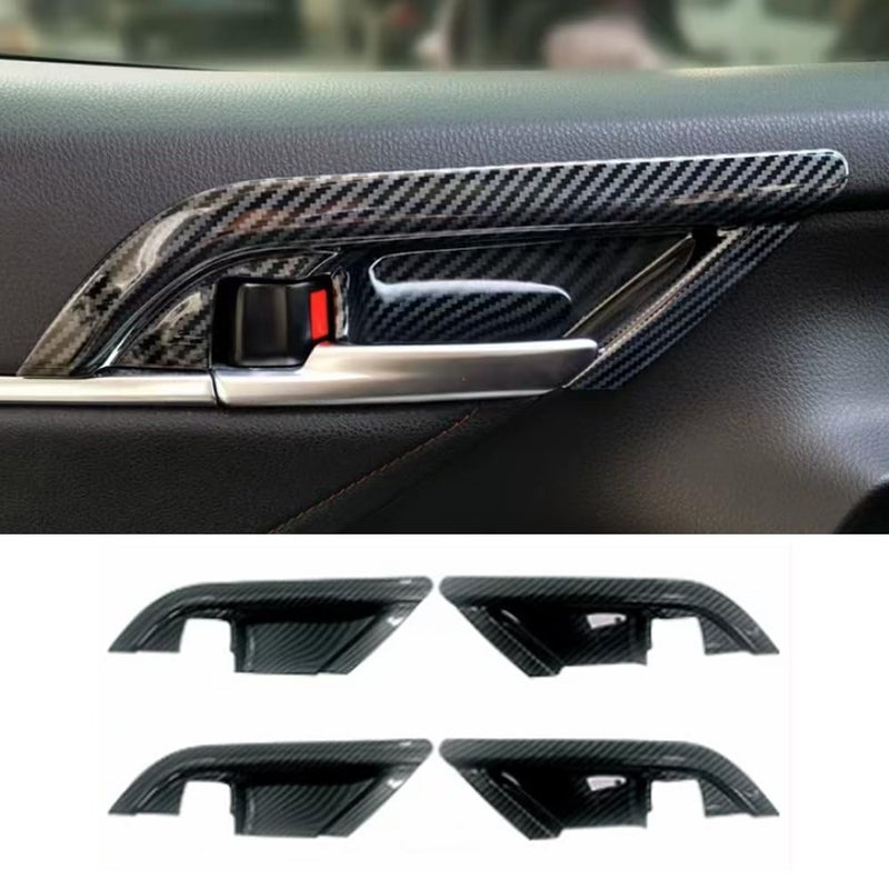 ERIDANUS Auto Accessories Fit for Toyota Camry 2023 2022 2021 2020 2019 2018Inner Car Door Handle Bowl Cover Trim Carbon Fiber Style ABS 4 PCS