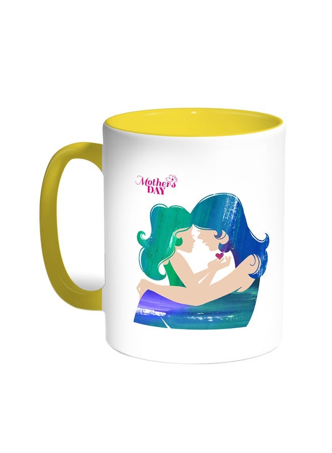 Mothers Day Printed Coffee Mug Yellow/White 11ounce