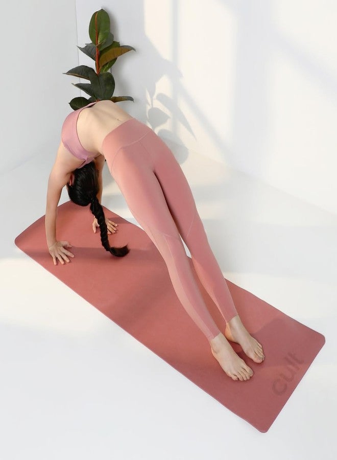 Cult Yoga Mat EVA 5mm with Carry Strap - Non-Slip, Cushioned, Sweat-Resistant, Eco-Friendly Workout Mat for Home Gym & Fitness - Brick - Image 2