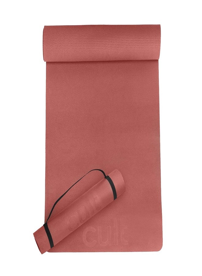 Cult Yoga Mat EVA 5mm with Carry Strap - Non-Slip, Cushioned, Sweat-Resistant, Eco-Friendly Workout Mat for Home Gym & Fitness - Brick - Image 1