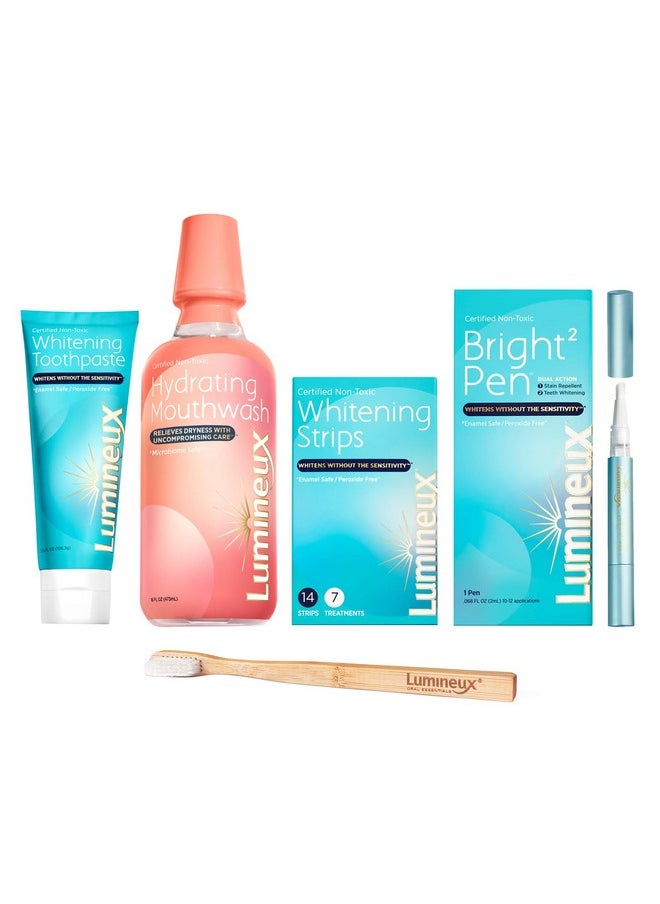 Lumineux - Lumineux Favorites Kit Peroxide Free Enamel Safe Includes 7 Whitening Treatments, 1 Whitening Pen, Hydrating Mouthwash, Whitening Toothpaste & Bamboo Toothbrush Certified Non-Toxic Dentist Formulated - Image 1