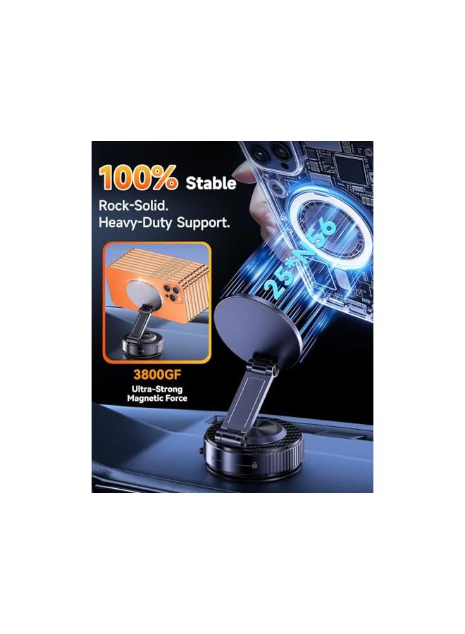 S-TOP Vacuum Magnetic Car Phone Holder,Suction Cup Phone Mount for MagSafe,Car Mobile Holder with Vacuum Suction Base 360° Rotating Metal Arm for iPhone 17/16/15 Series & Android Universal Car Phone Stand - Image 3
