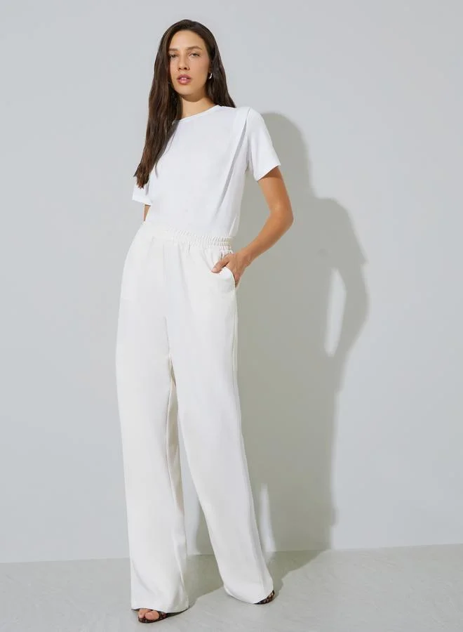 ستايلي White Round Neck Regular Fit T-Shirt