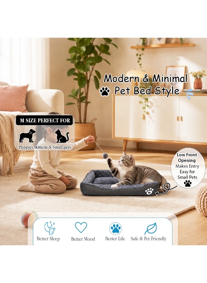 NNC PETS Pet cushion for Small dogs and Cats, Soft Plush pet bed with Raised sides and Warm, 61 cm sleeping mat with Non-slip, Comfortable, Head & Neck Support, and Breathable & lightweight (Black) - Image 4
