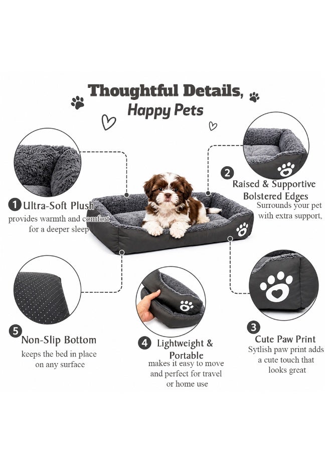 NNC PETS Pet cushion for Small dogs and Cats, Soft Plush pet bed with Raised sides and Warm, 61 cm sleeping mat with Non-slip, Comfortable, Head & Neck Support, and Breathable & lightweight (Black) - Image 5