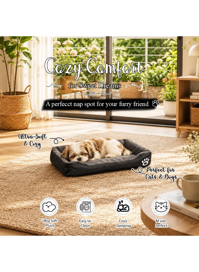 NNC PETS Pet cushion for Small dogs and Cats, Soft Plush pet bed with Raised sides and Warm, 61 cm sleeping mat with Non-slip, Comfortable, Head & Neck Support, and Breathable & lightweight (Black) - Image 3