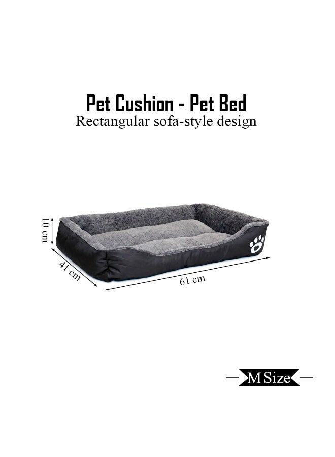 NNC PETS Pet cushion for Small dogs and Cats, Soft Plush pet bed with Raised sides and Warm, 61 cm sleeping mat with Non-slip, Comfortable, Head & Neck Support, and Breathable & lightweight (Black) - Image 2
