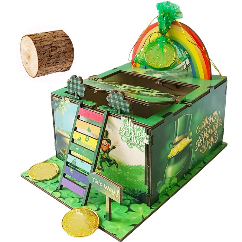 Vecacosic Thicked Wood Leprechaun Trap Kit for Kids, Funny Catch A Leprechaun Kit, St Patricks Day DIY Leprechaun Trap Kits for Classroom St Patricks Day Kids Good Luck Gifts Leprechaun Traps - Image 1