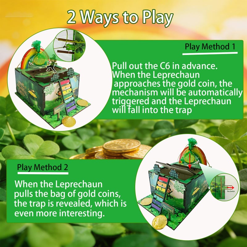 Vecacosic Thicked Wood Leprechaun Trap Kit for Kids, Funny Catch A Leprechaun Kit, St Patricks Day DIY Leprechaun Trap Kits for Classroom St Patricks Day Kids Good Luck Gifts Leprechaun Traps - Image 4