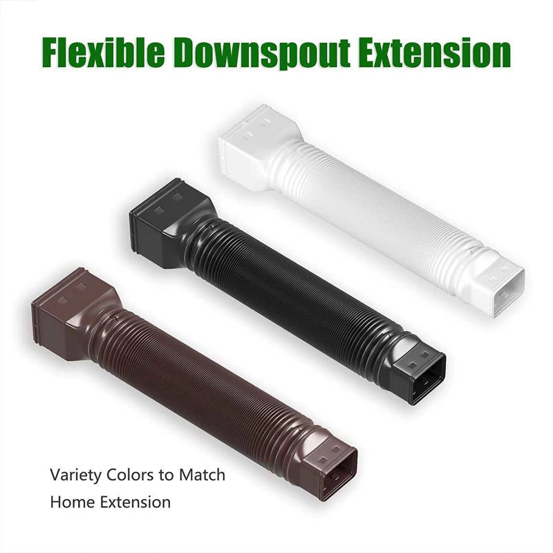 Gutter Downspout Extensions: Brown Thickened PE Material - Flexible Retractable Design with 2" x 3" 3" x 4" Adapters for Outdoor Home Foundation Protection & Garden Irrigation - Image 2