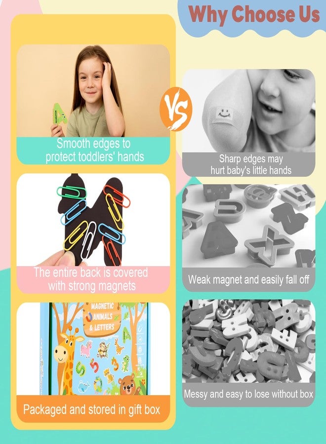 Thboxes 52PCS Fridge Magnets for Kids - 26 Cute Animal Magnets & 26 Magnetic Alphabet Letters, for Toddlers Preschool Fun Educational Learning - Image 5