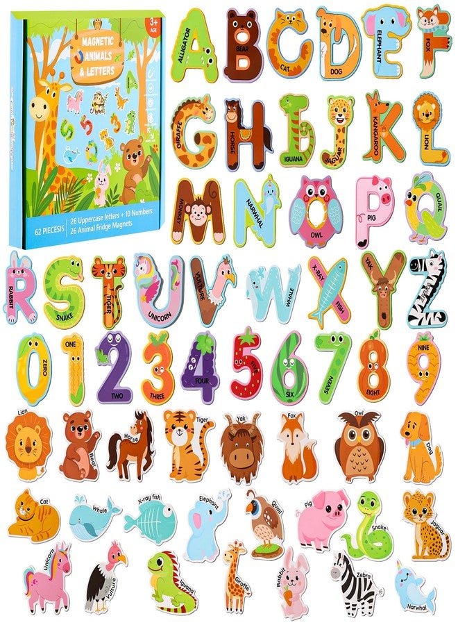 Thboxes 52PCS Fridge Magnets for Kids - 26 Cute Animal Magnets & 26 Magnetic Alphabet Letters, for Toddlers Preschool Fun Educational Learning - Image 1