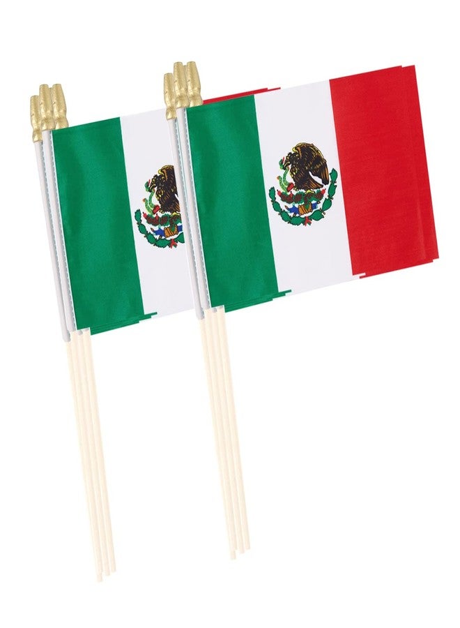 Lebei Mexico Flag Mini Small Mexican Handheld Stick Flags 4x6 Inch 12 Pack - Image 1