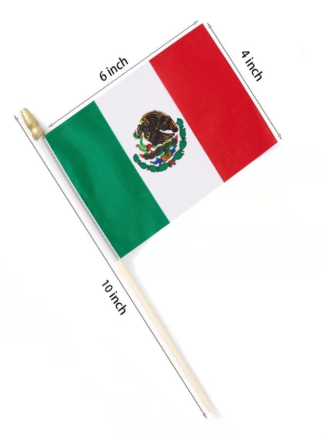 Lebei Mexico Flag Mini Small Mexican Handheld Stick Flags 4x6 Inch 12 Pack - Image 2