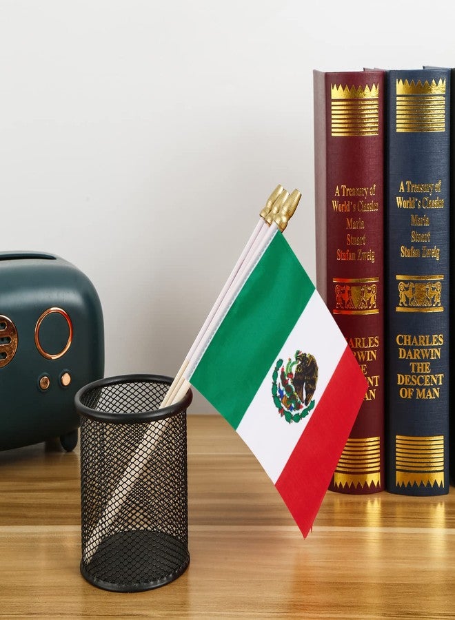 Lebei Mexico Flag Mini Small Mexican Handheld Stick Flags 4x6 Inch 12 Pack - Image 4