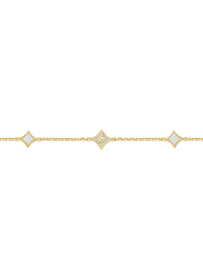 CERRUTI 1881 Silvia Gold Plated with Diamond Shaped Mother of Pearl Charms Bracelet for Women