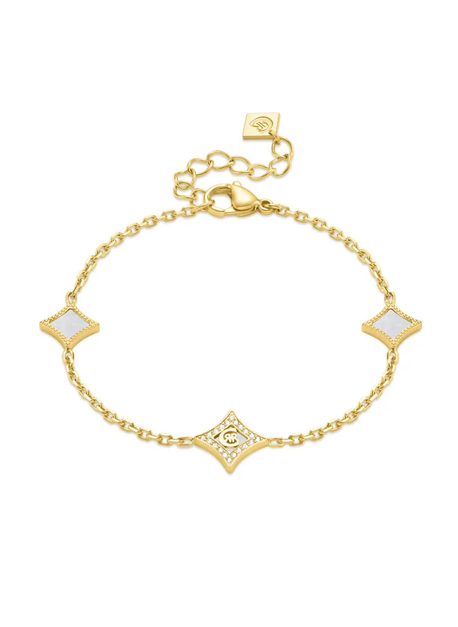 CERRUTI 1881 Silvia Gold Plated with Diamond Shaped Mother of Pearl Charms Bracelet for Women